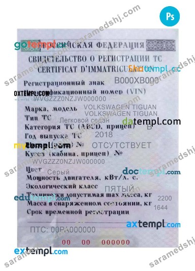 Russia vehicle registration plates